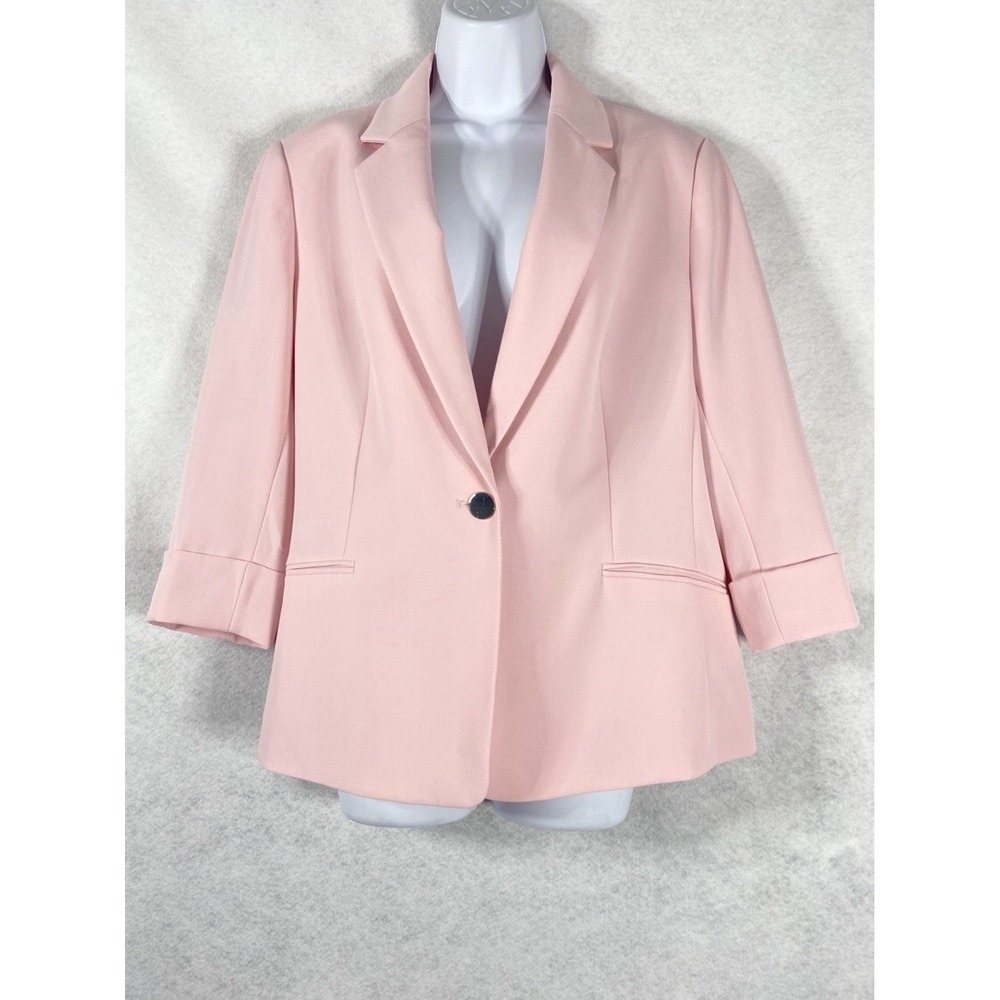 Kasper Jacket Women's 14 Pink Blazer Long Sleeve Preppy Career